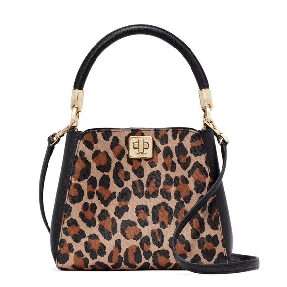 New Kate Spade Phoebe Spotted Leopard Top Handle Satchel Brown Multi - Picture 1 of 4